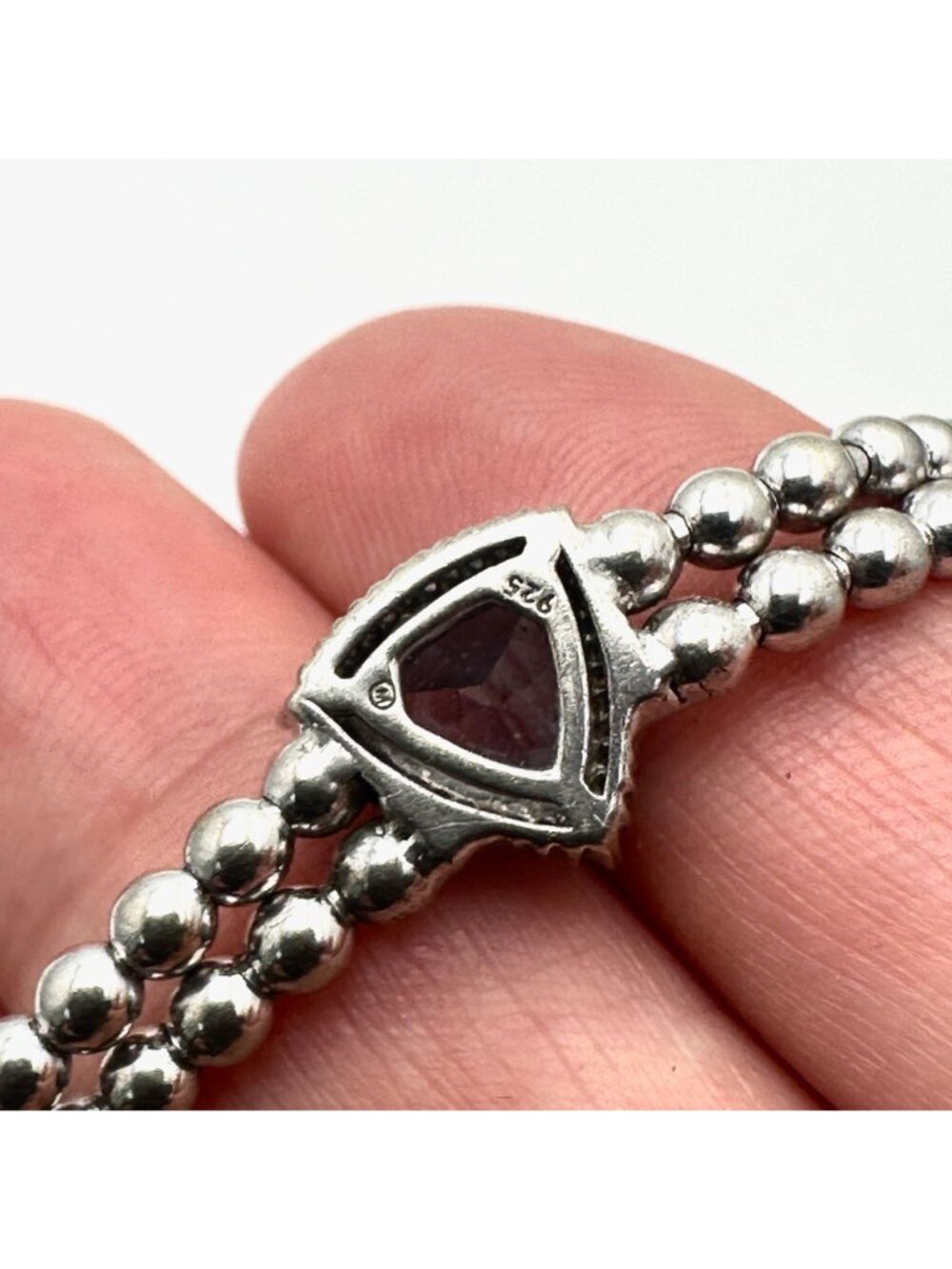 Blue Topaz Sterling Silver Bead Bracelet Adjustable Size 7 - 8 Inches - Picture 4 of 10